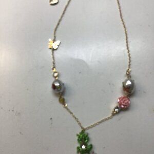 Betsey Johnson New Green Frog Necklace